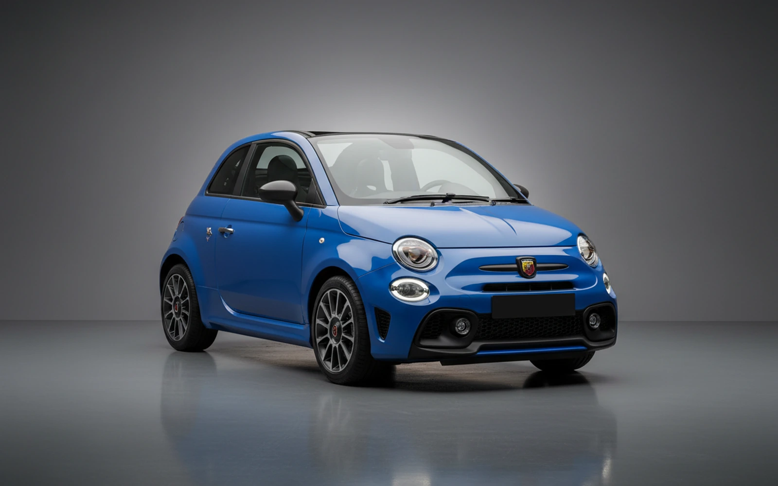 Abarth 695 Turismo Blue 2023 for rent in Miami — exterior front view