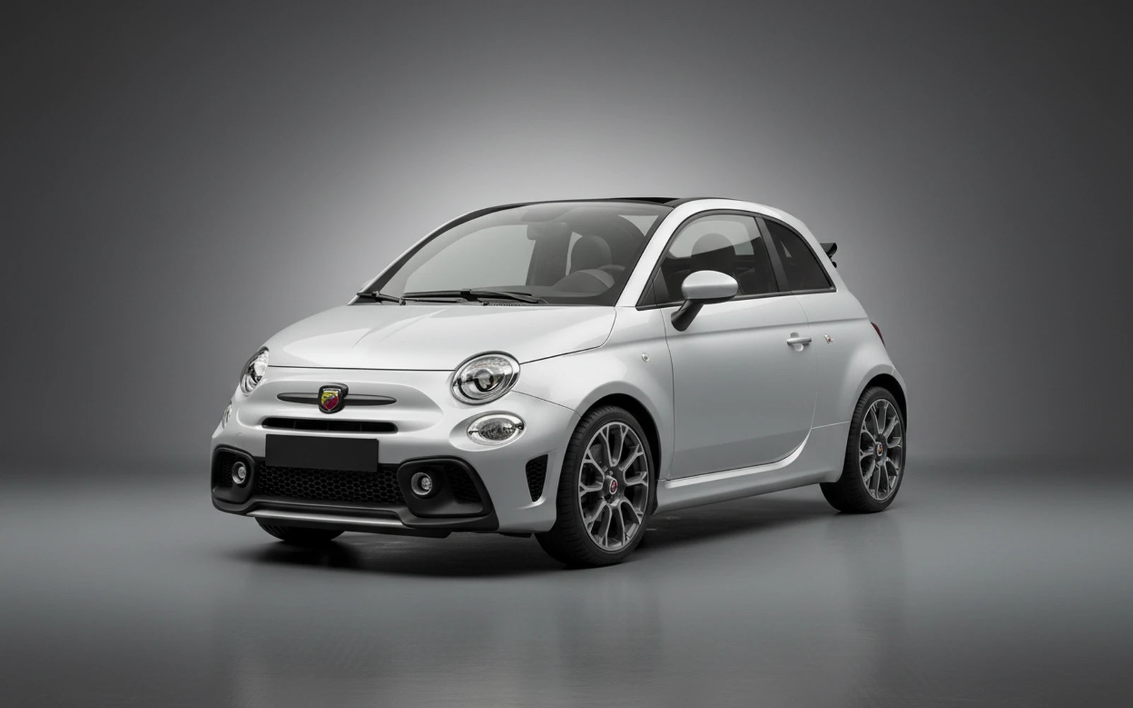 Abarth 695 Turismo Silver 2023 for rent in Miami — exterior front view