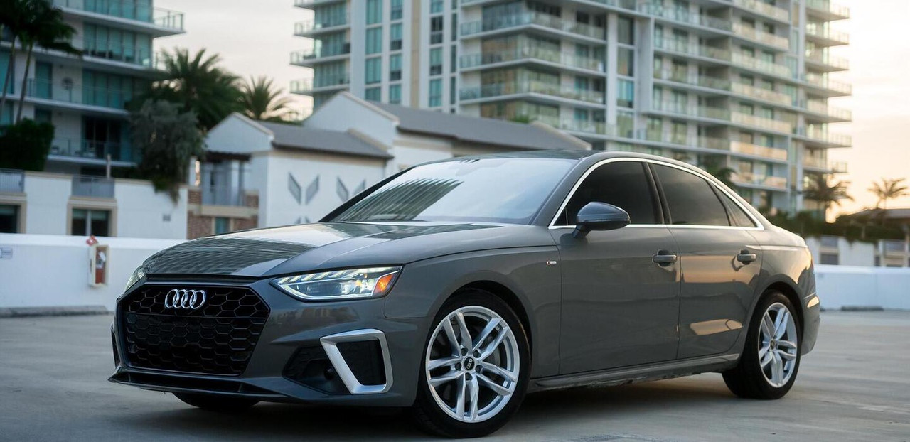 Audi A4 Grey 2023 for rent in Miami — exterior photo