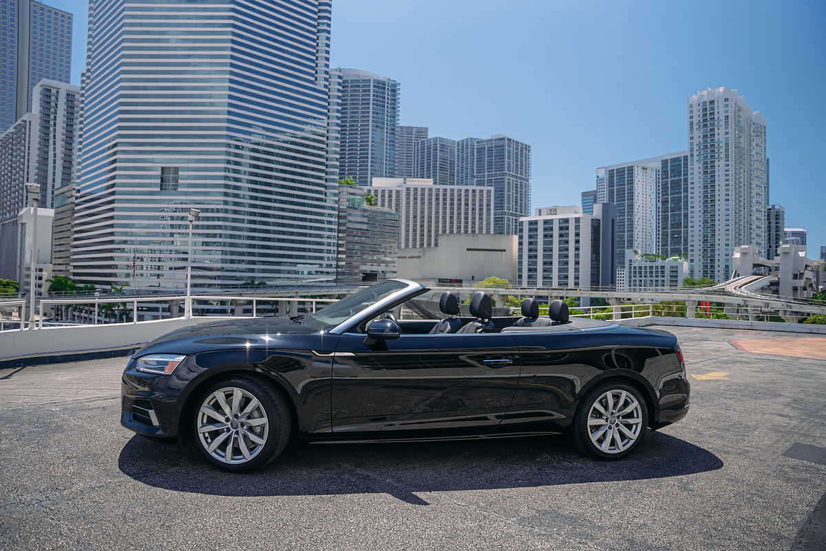 Audi A5 Black 2018 — exterior side view