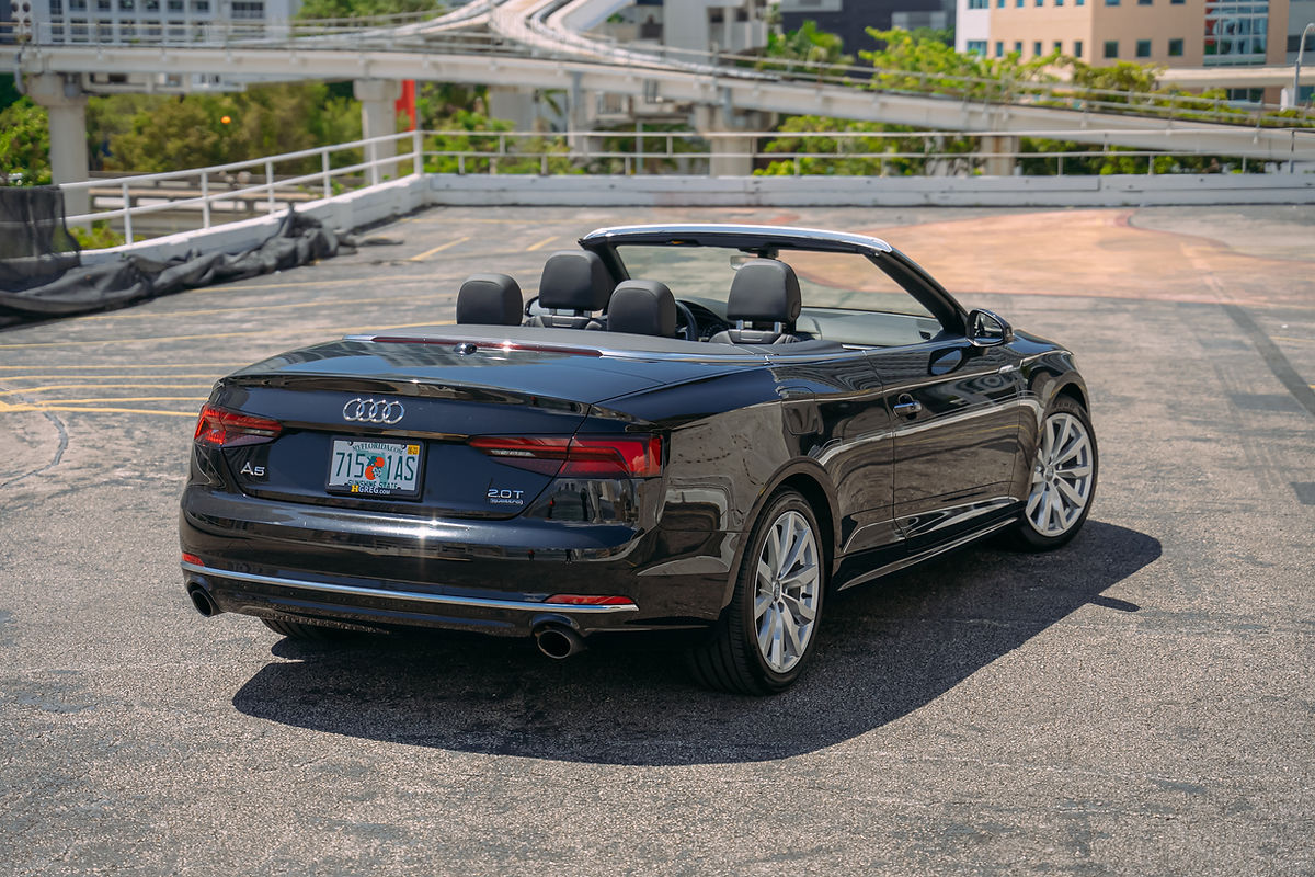 Audi A5 Black 2018 — exterior rear view
