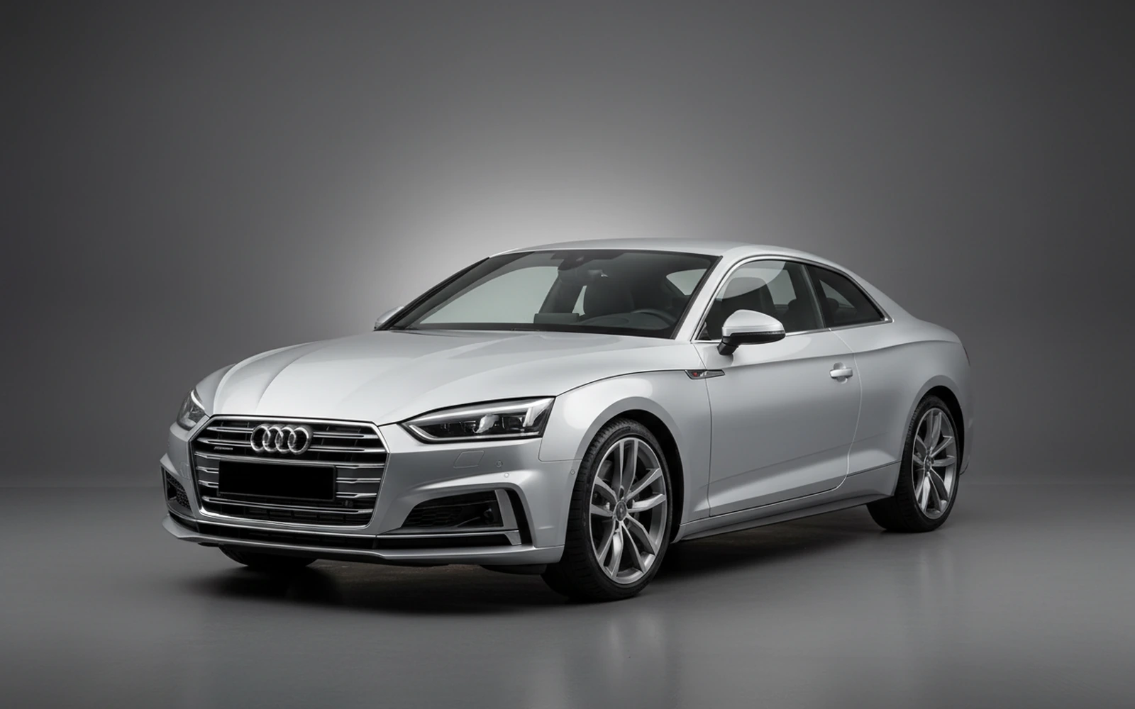 Audi A5 Silver 2018 for rent in Miami — exterior front view