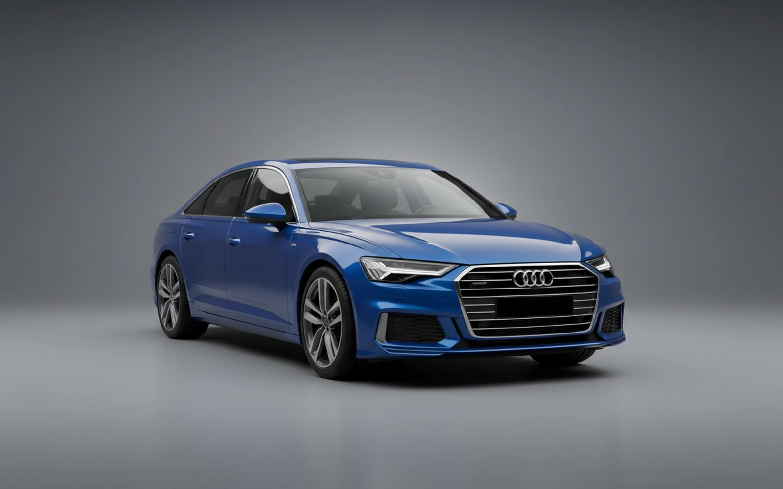 Audi A6 Blue 2024 for rent in Miami — exterior front view