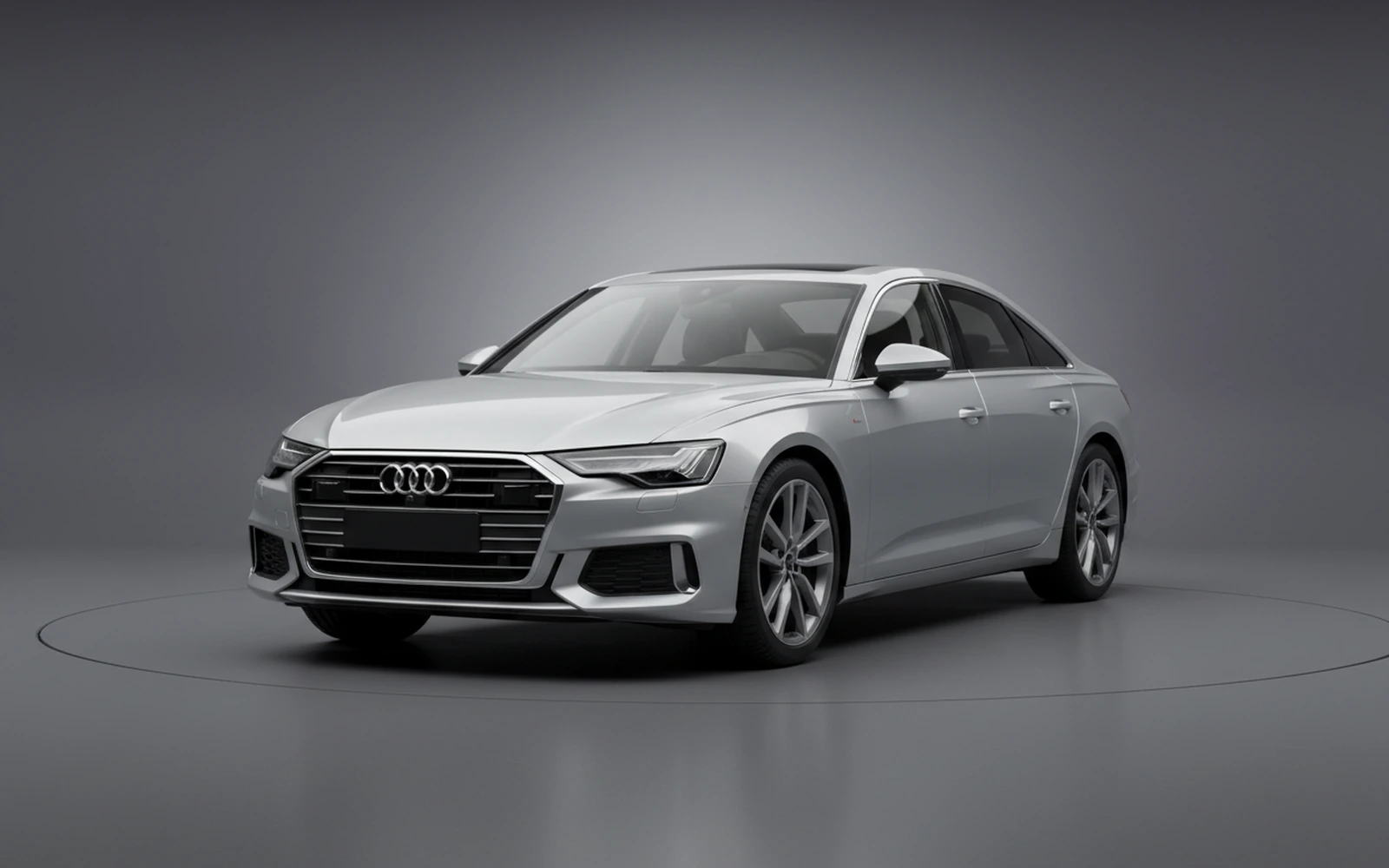 Audi A6 Silver 2024 for rent in Miami — exterior front view