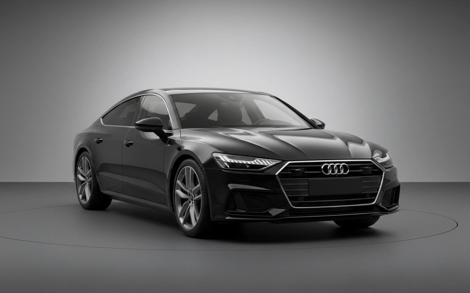 Audi A7 Black 2024 for rent in Miami — exterior front view