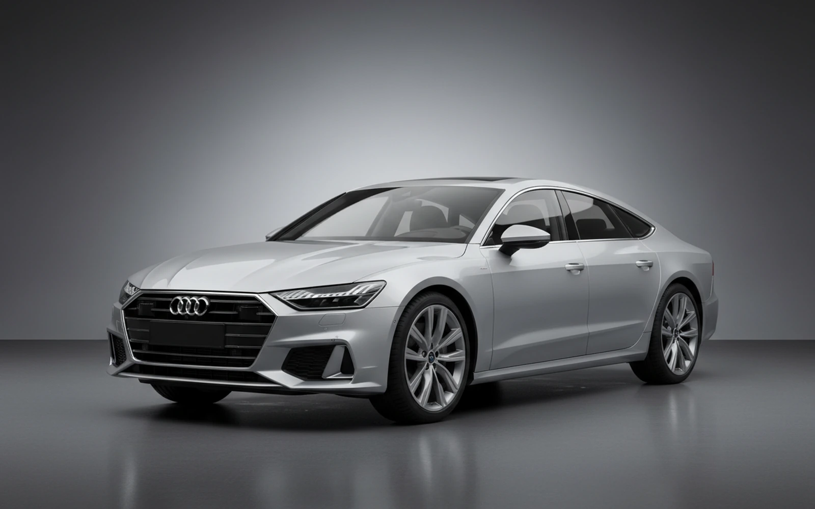 Audi A7 Silver 2024 for rent in Miami — exterior front view