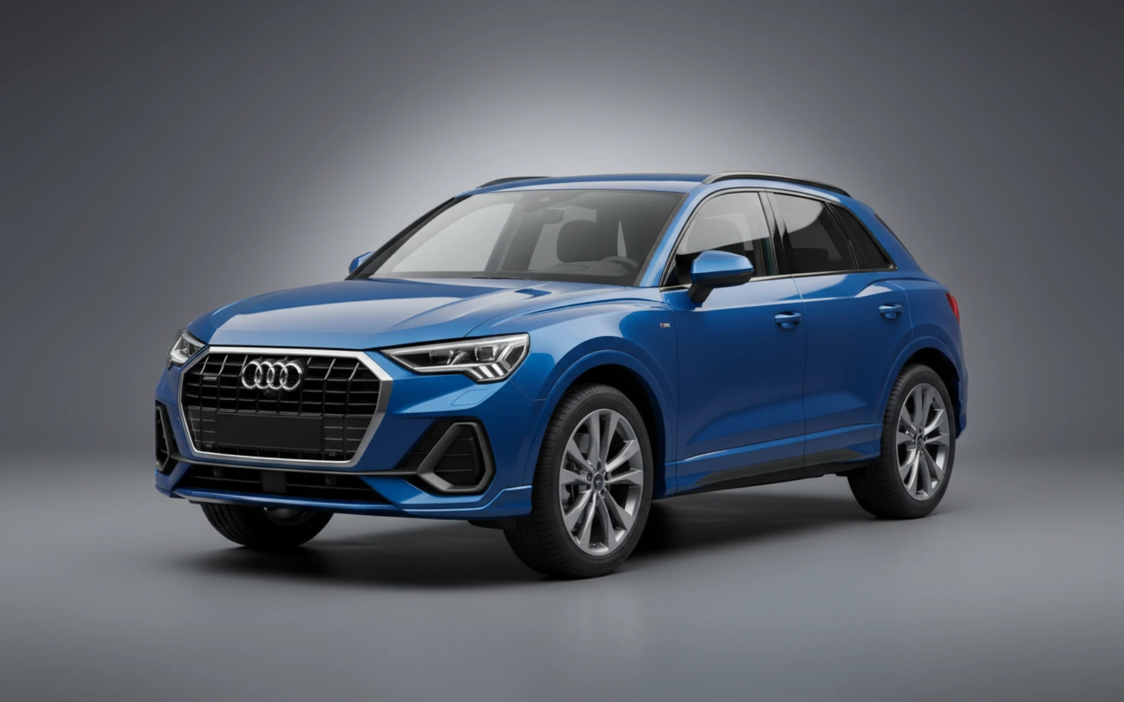 Audi Q3 Blue 2024 for rent in Miami — exterior front view