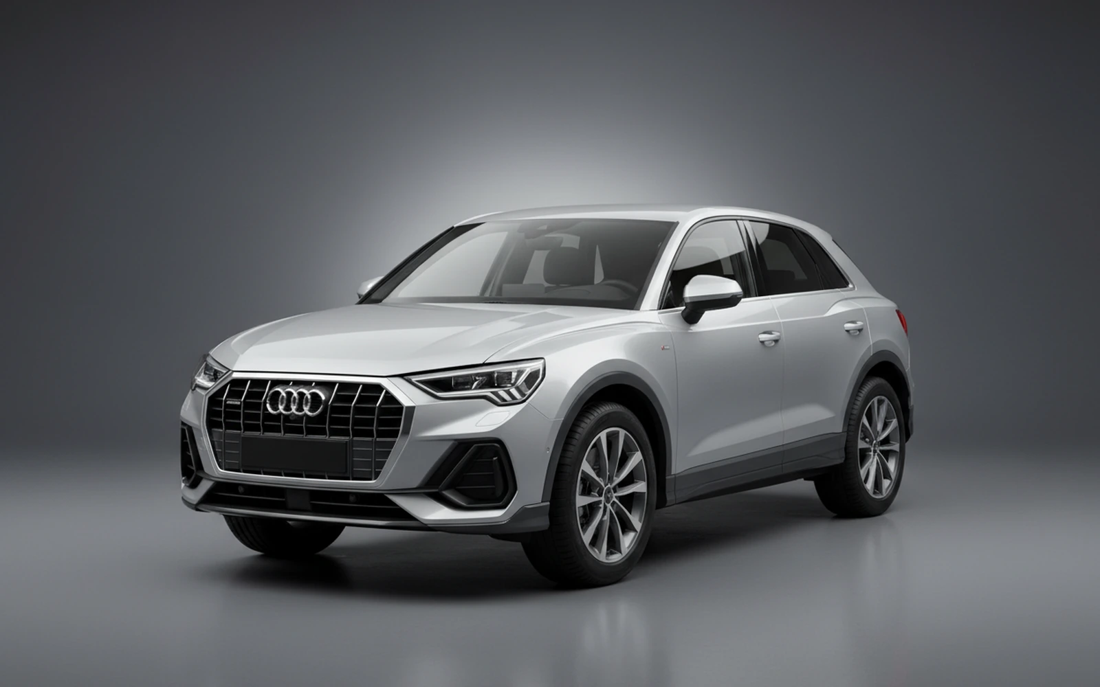 Audi Q3 Silver 2020 for rent in Miami — exterior front view
