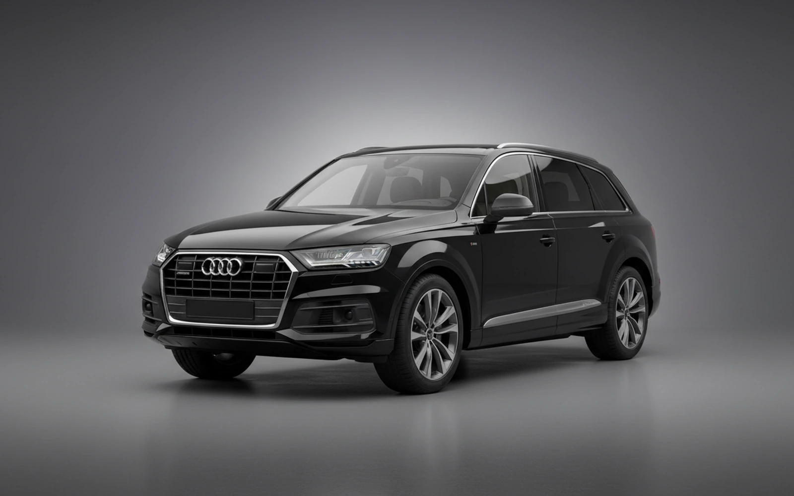 Audi Q7 Black 2023 for rent in Miami — exterior front view