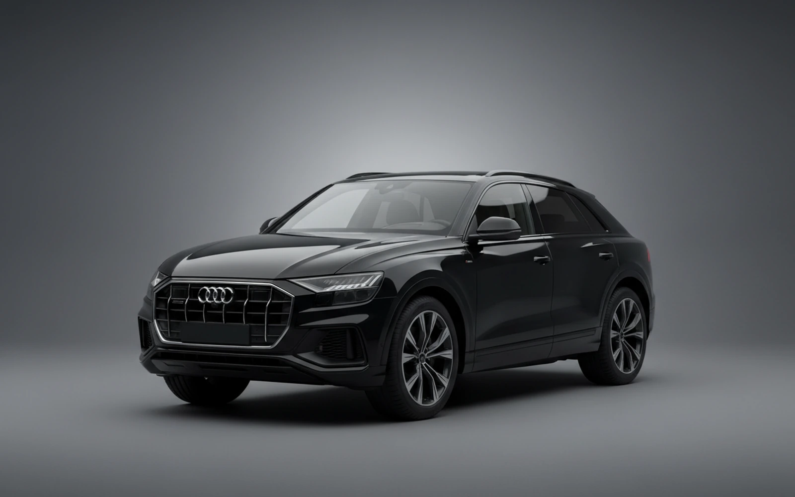 Audi Q8 Black 2023 for rent in Miami — exterior front view