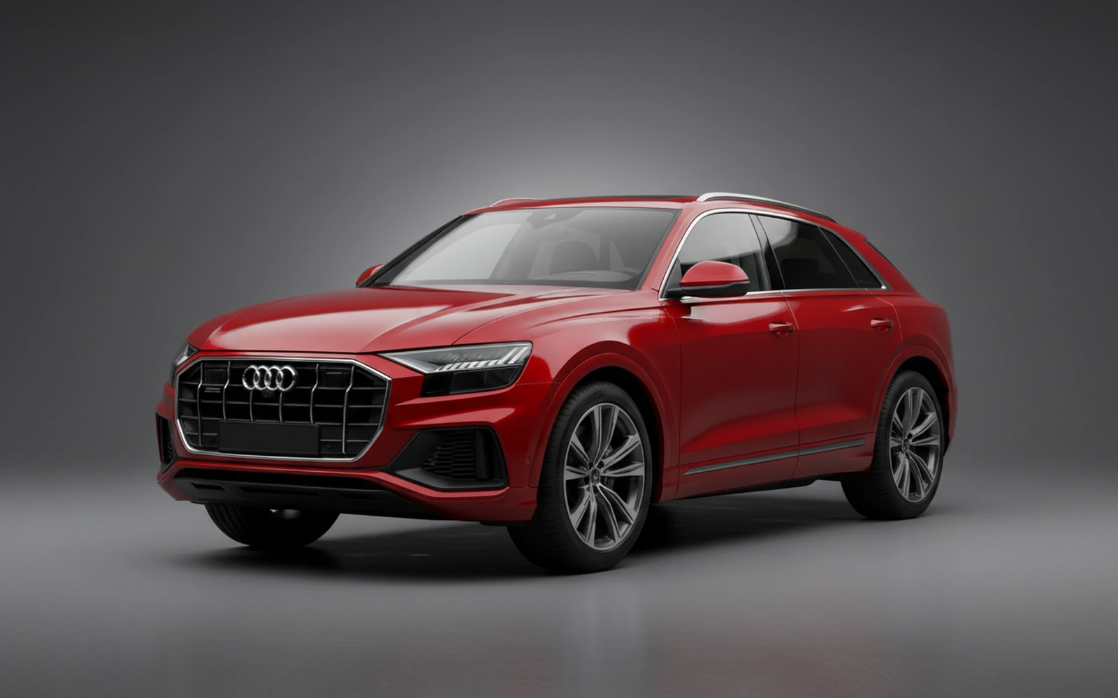 Audi Q8 Red 2023 for rent in Miami — exterior front view