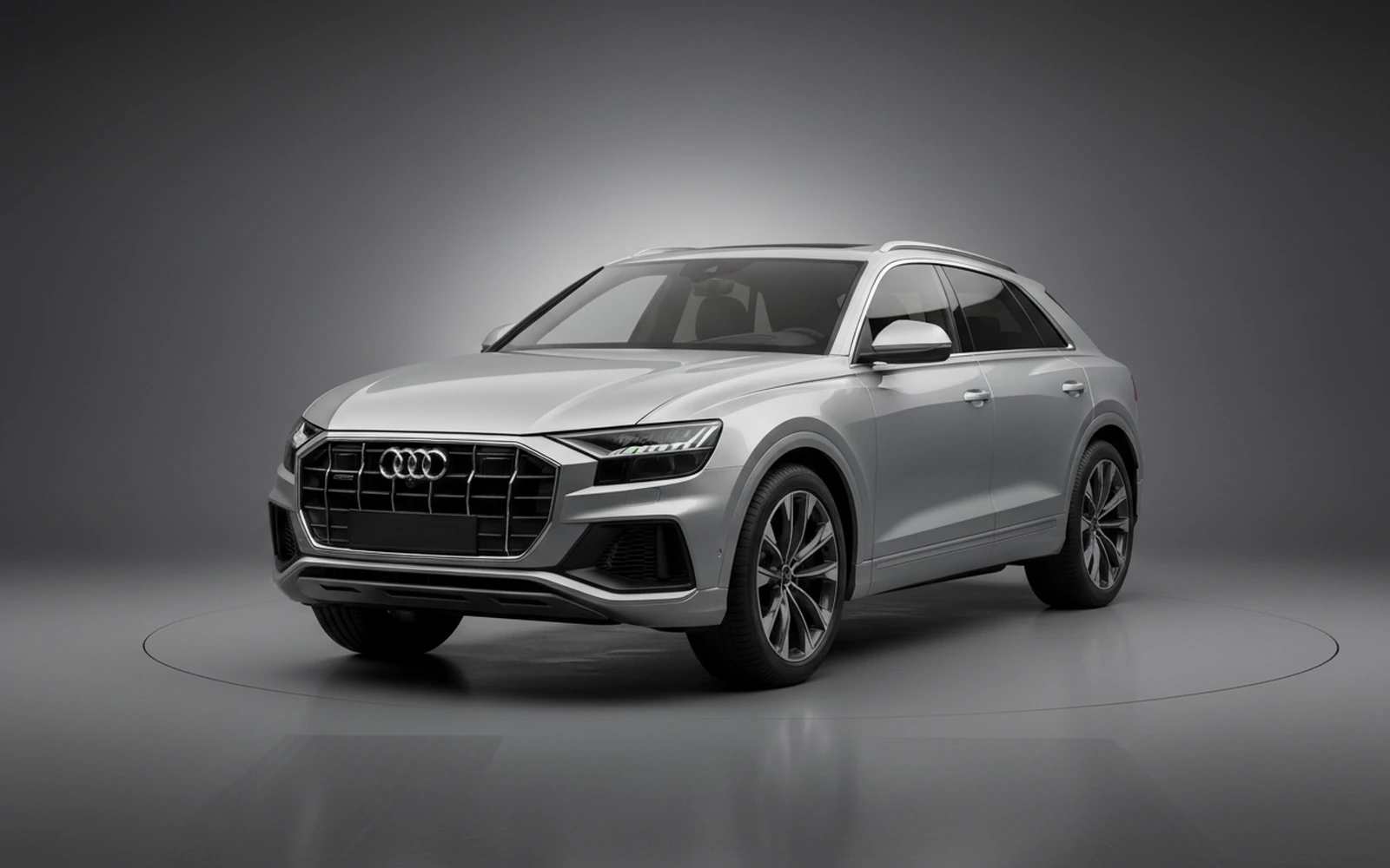 Audi Q8 Plata 2023 for rent in Miami — exterior front view