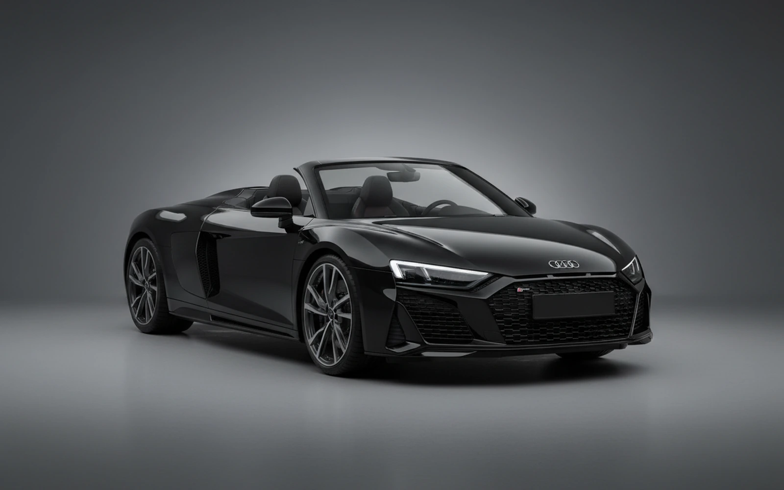 Audi R8 Spyder Negro 2022 for rent in Miami — exterior front view