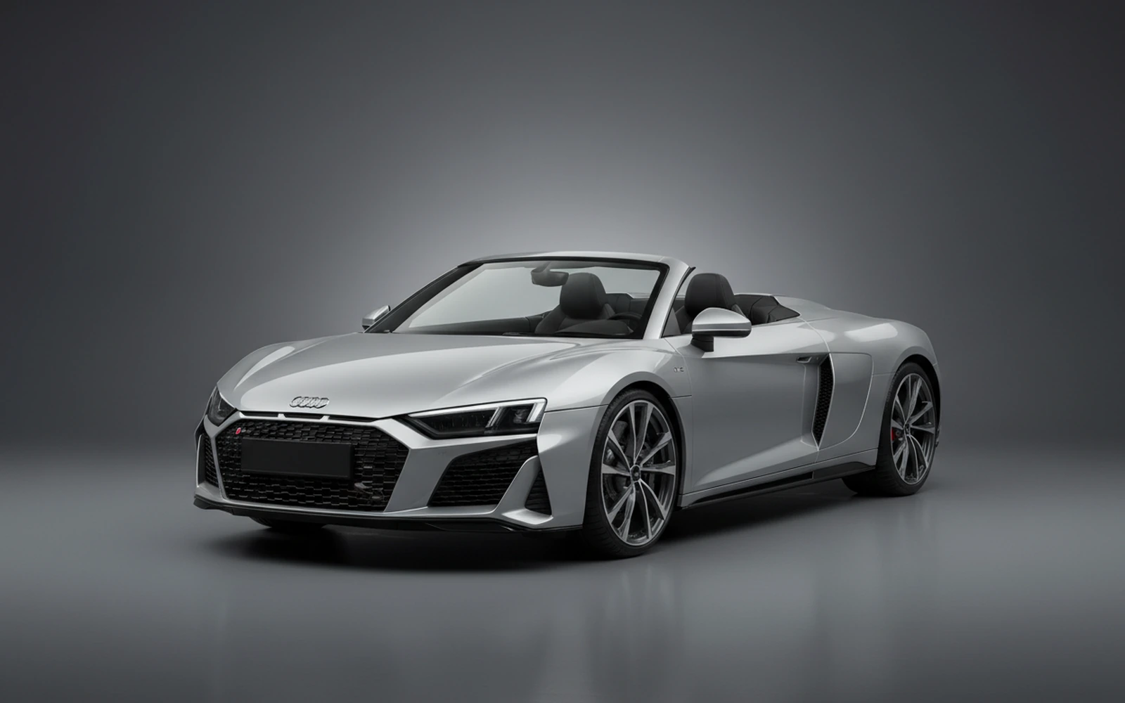 Audi R8 Spyder Silver 2022 for rent in Miami — exterior front view