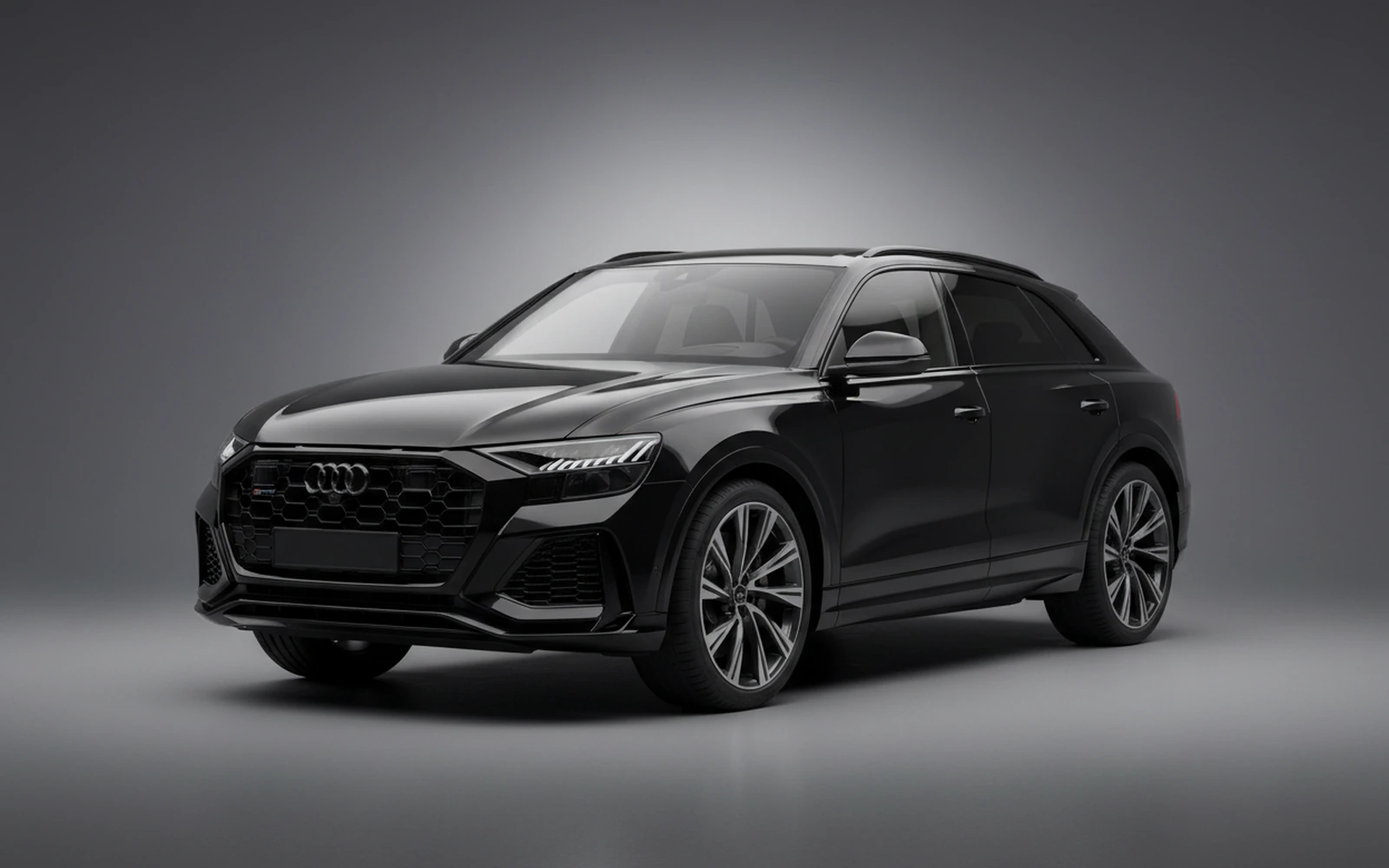 Audi RSQ8 Black 2023 for rent in Miami — exterior front view