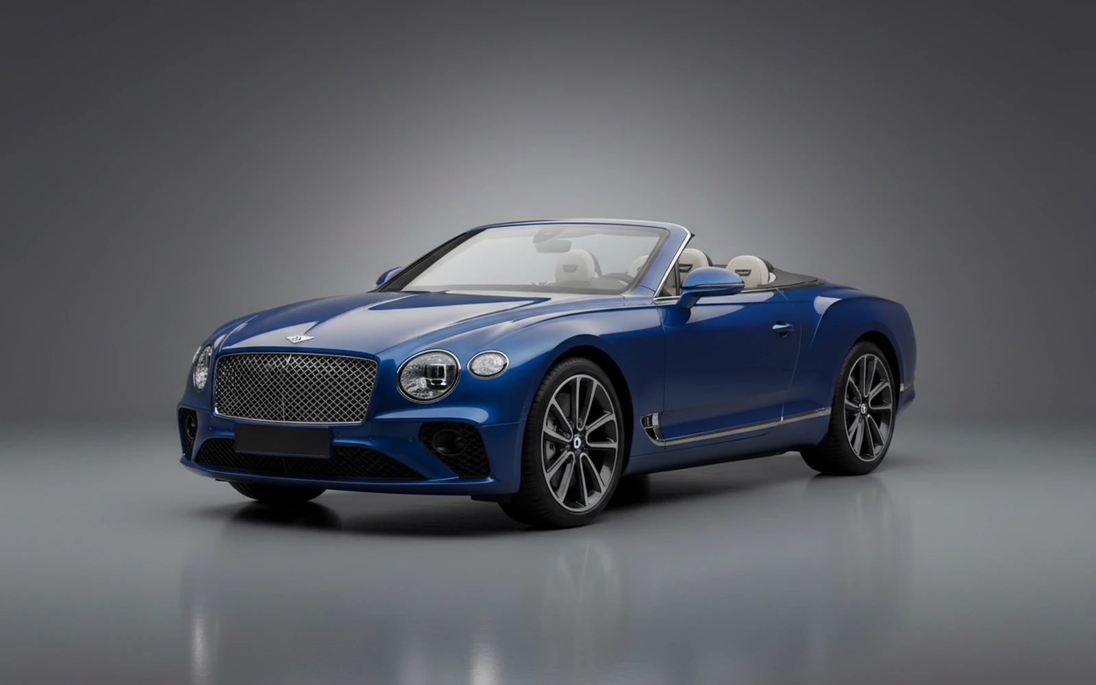 Bentley Continental GTC Blue 2022 for rent in Miami — exterior front view