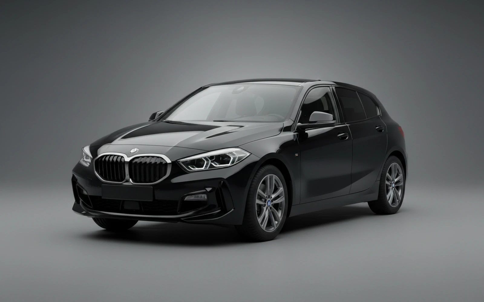 BMW 118i Black 2025 for rent in Miami — exterior front view
