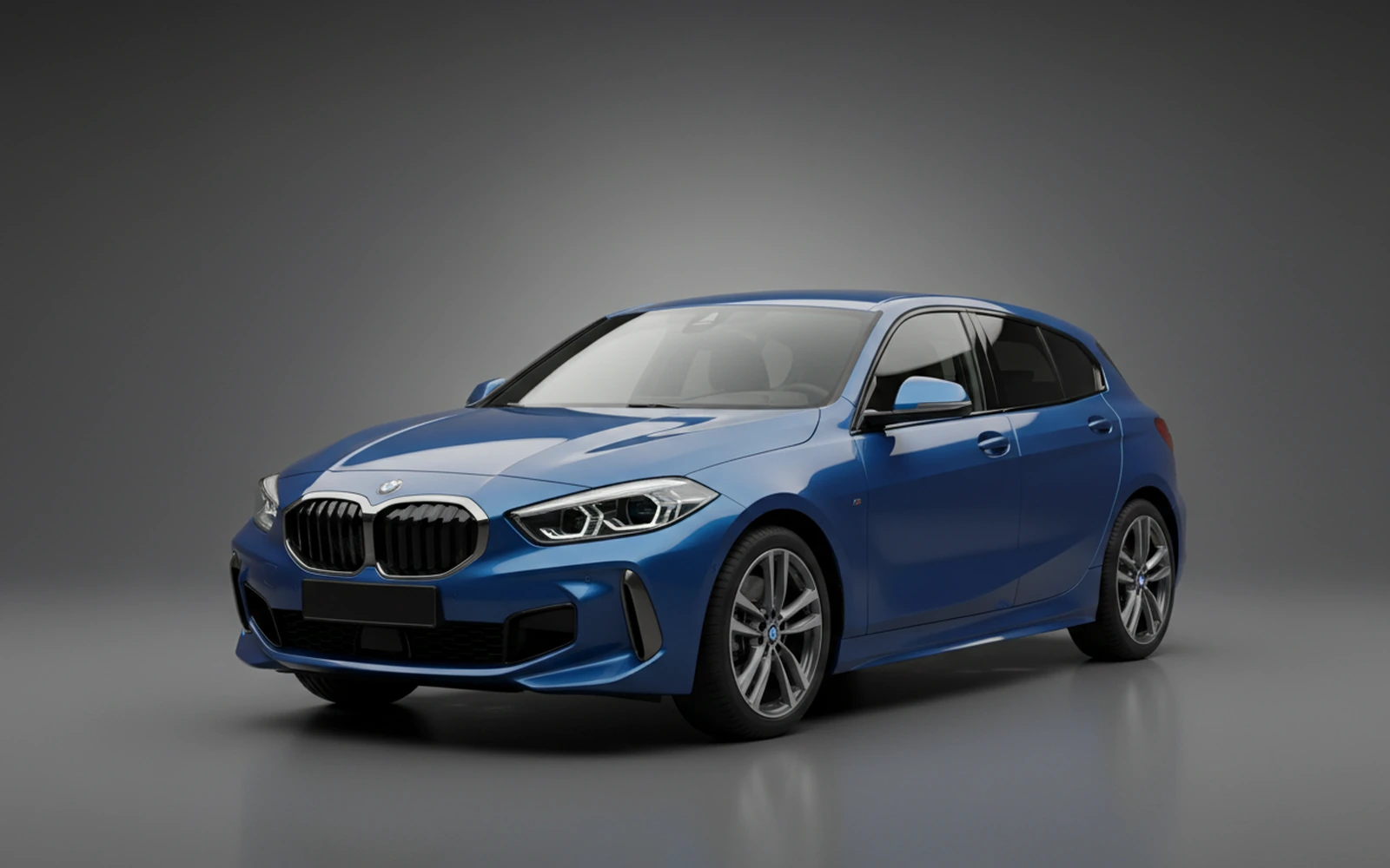 BMW 118i Blue 2025 for rent in Miami — exterior front view