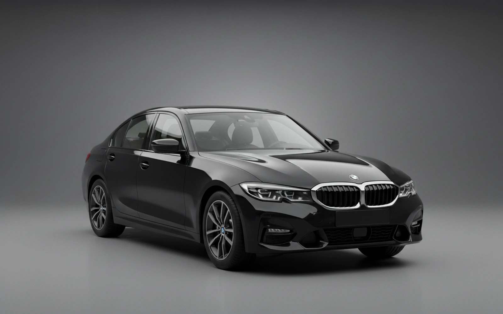 BMW 330 Black 2024 for rent in Miami — exterior front view