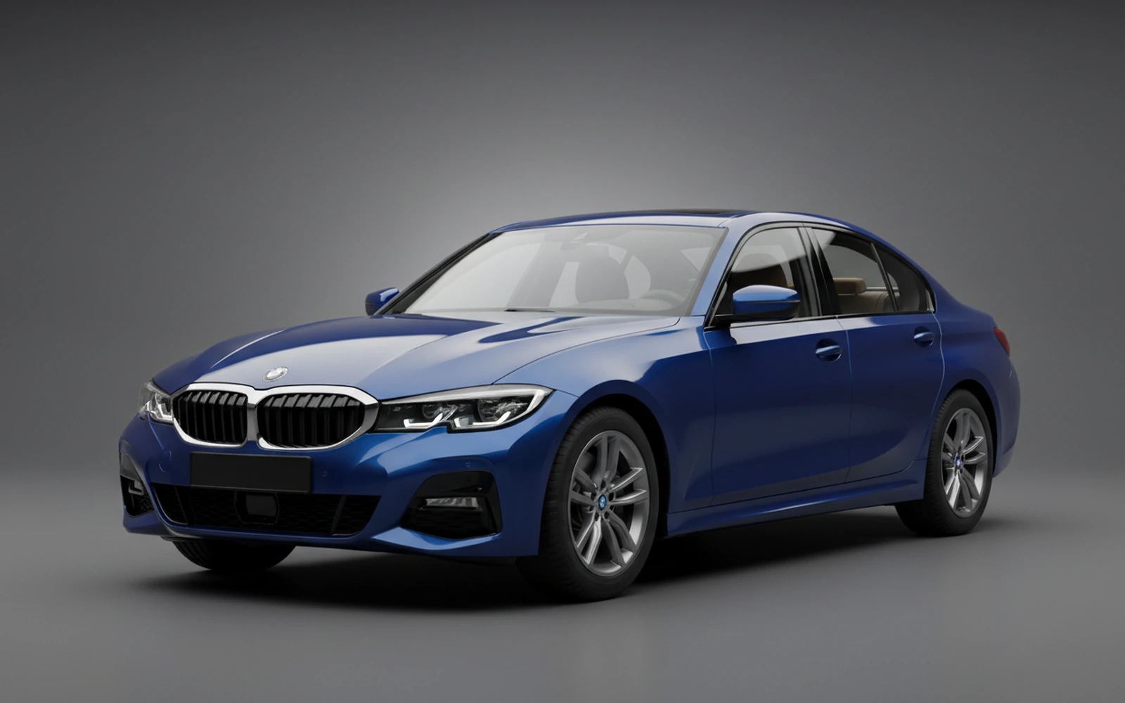 BMW 330 Blue 2024 for rent in Miami — exterior front view