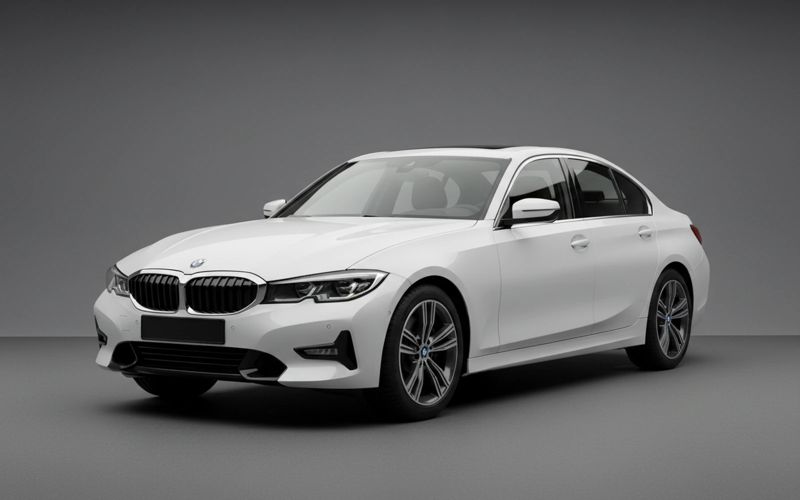 BMW 330 White 2024 for rent in Miami — exterior front view