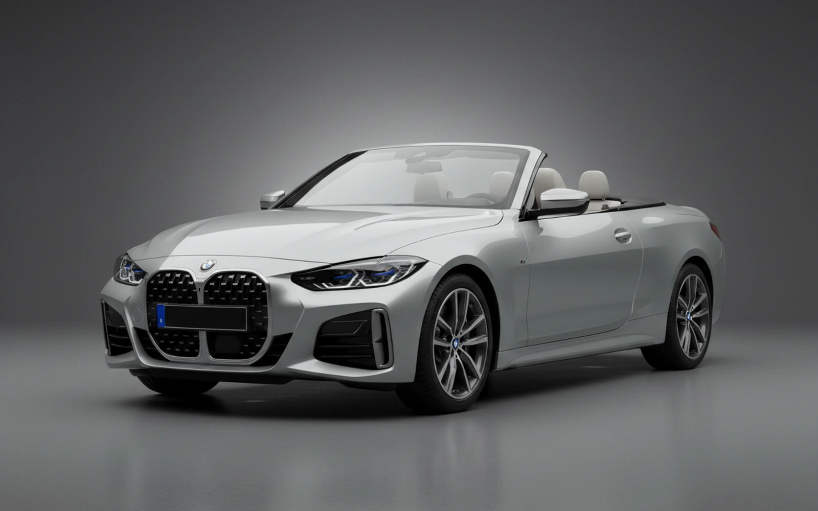 BMW 430i xDrive Convertible Silver 2022 for rent in Miami — exterior front view