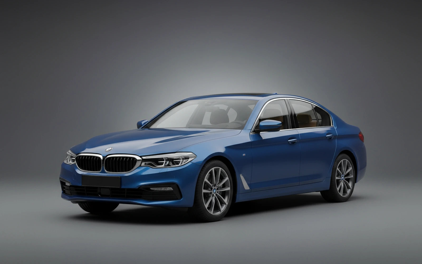 BMW 5 Series Blue 2022 for rent in Miami — exterior front view