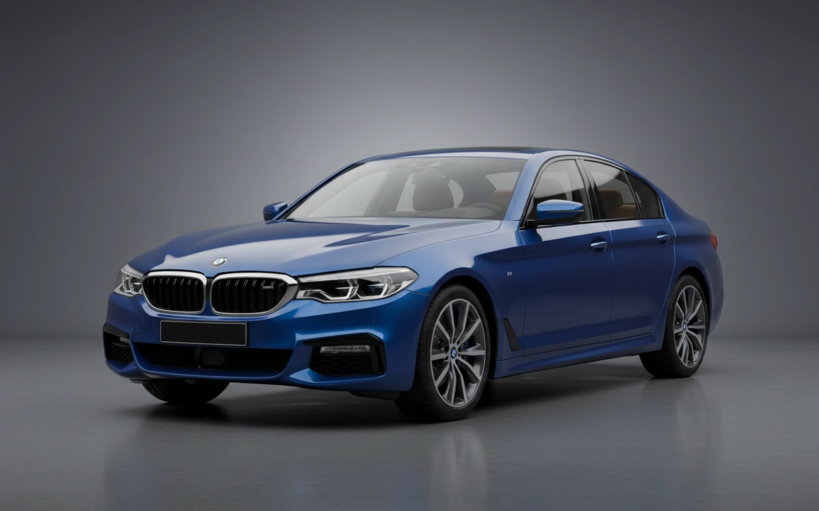 BMW 5 Series 530i Blue 2024 for rent in Miami — exterior front view