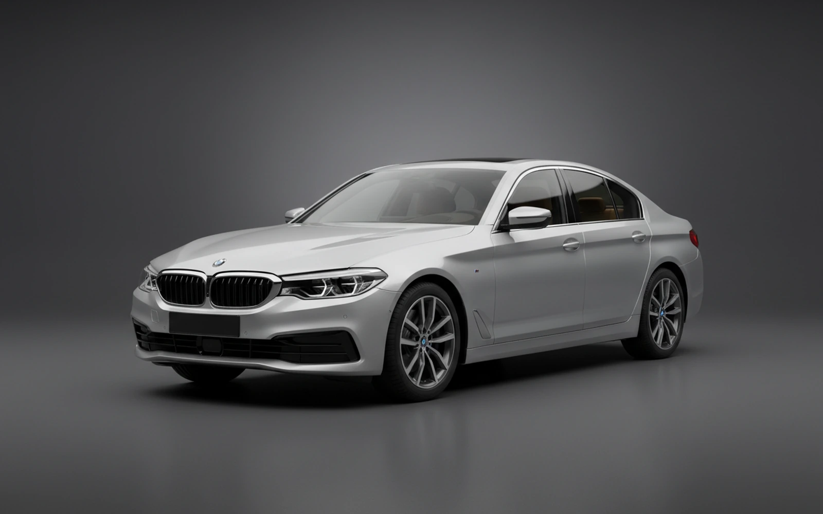 BMW 5 Series Silver 2022 for rent in Miami — exterior front view