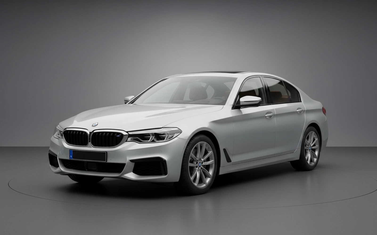 BMW 5 Series 530i Silver 2025 for rent in Miami — exterior front view