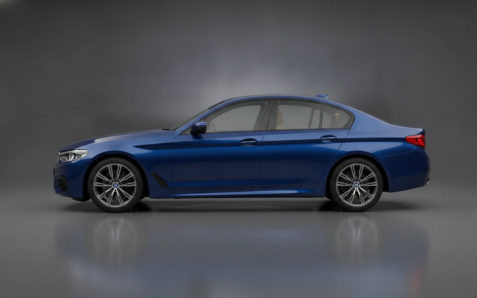 BMW 520i Blue 2023 — exterior rear view
