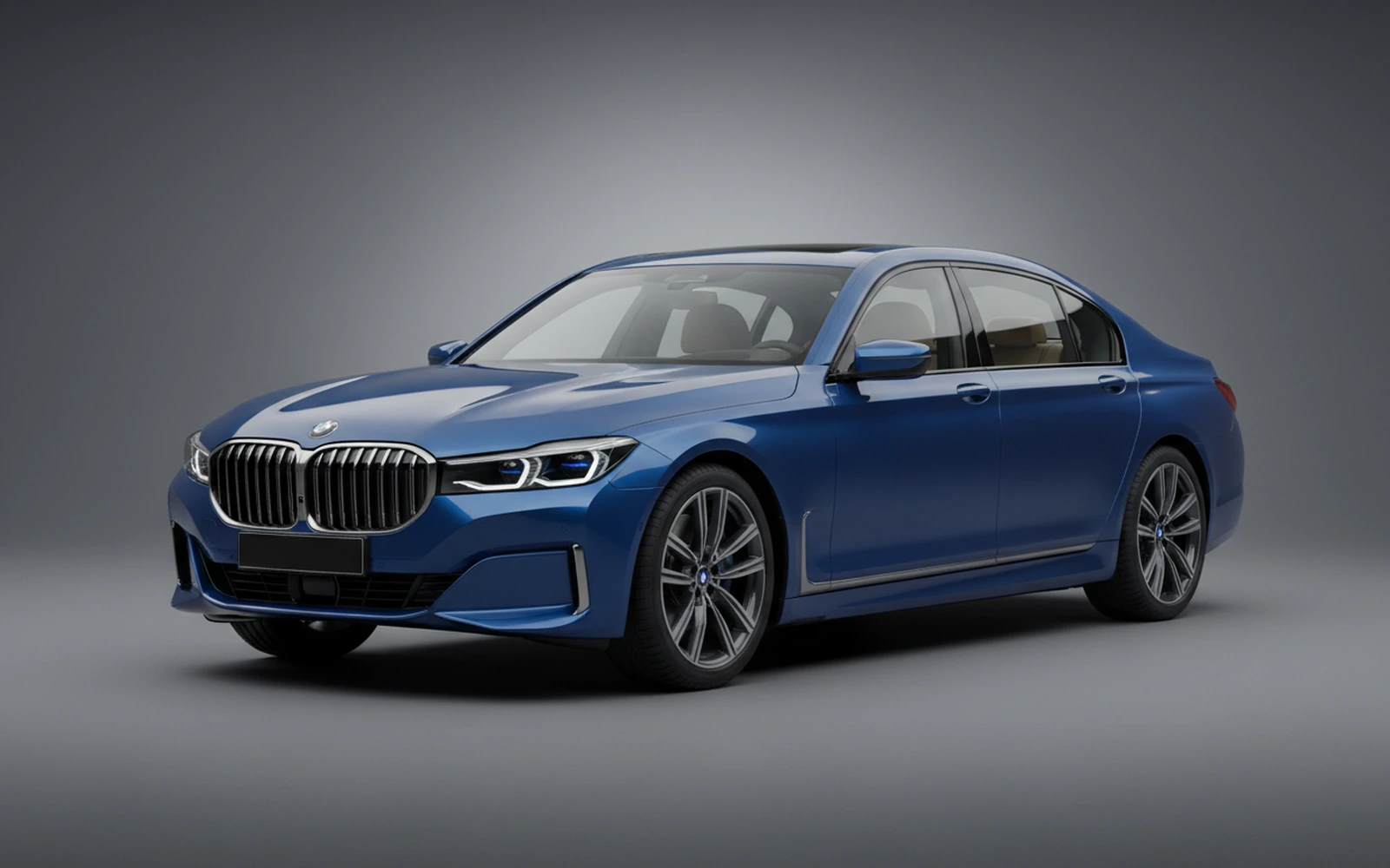 BMW 740 M Sport Azul 2022 for rent in Miami — exterior front view