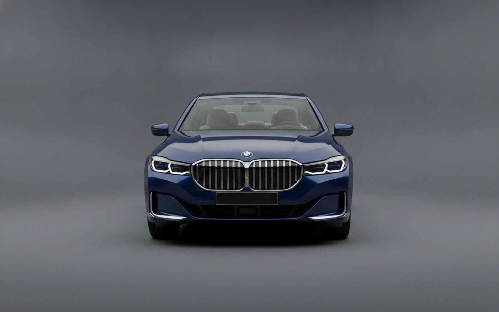BMW 740i Individual Silver Blue 2023 — exterior side view