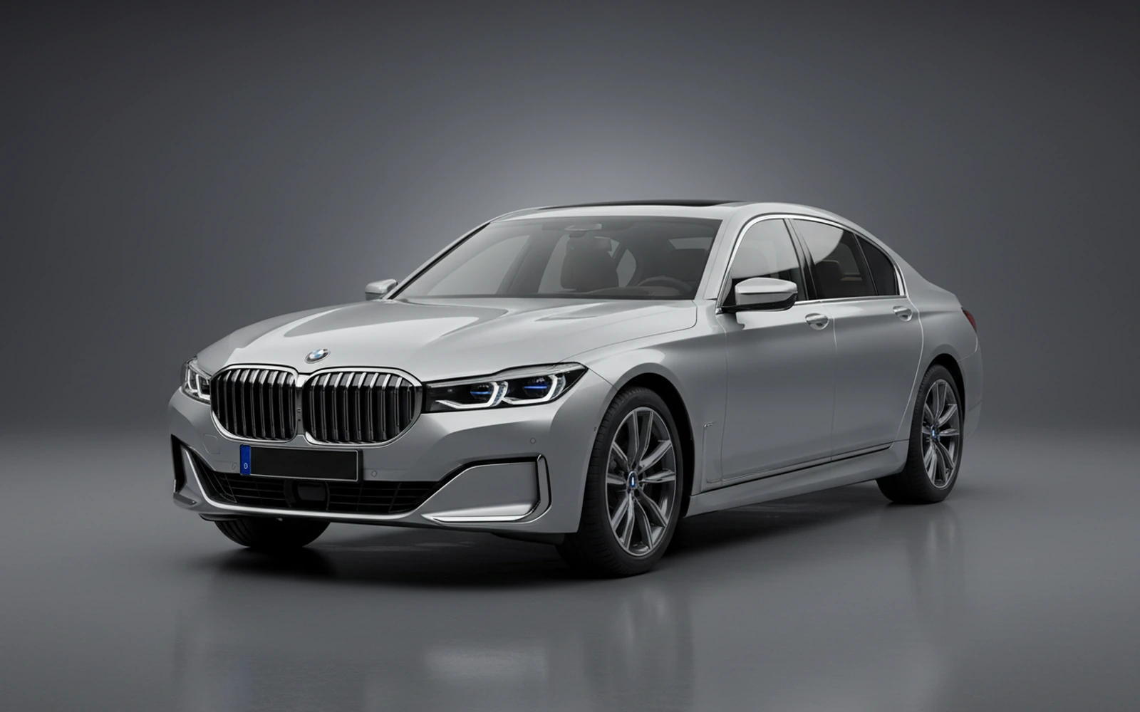 BMW 740i Individual Silver Silver 2022 for rent in Miami — exterior front view