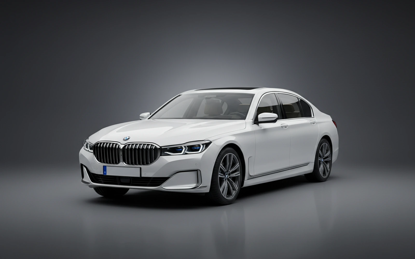 BMW 740i Individual Silver White 2022 for rent in Miami — exterior front view