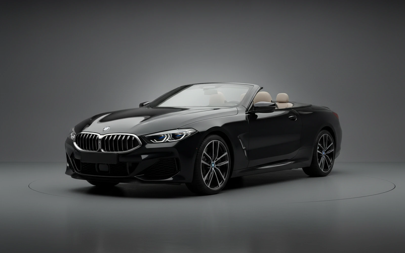 BMW 840i Convertible Black 2022 for rent in Miami — exterior front view