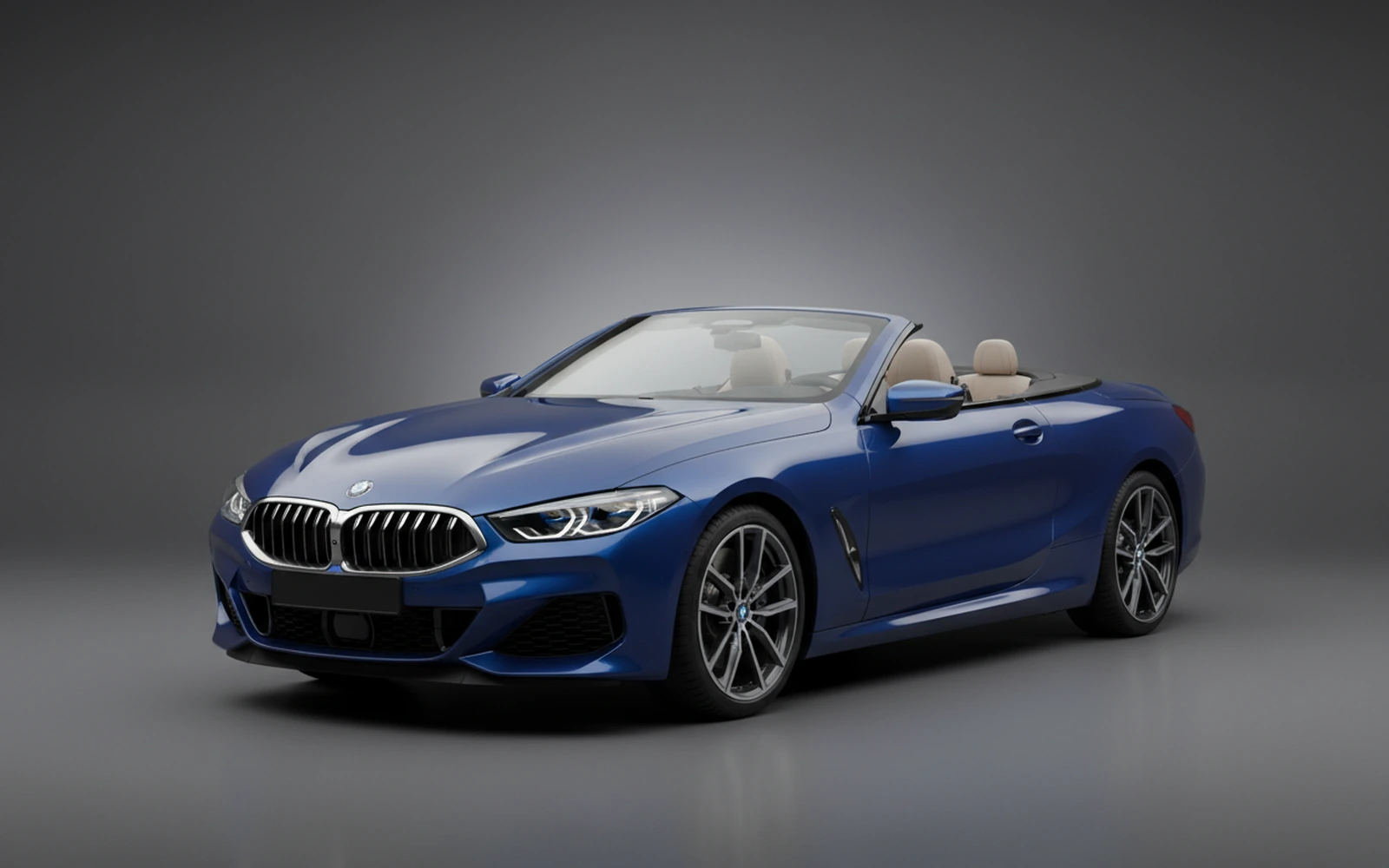BMW 840i Convertible Blue 2022 for rent in Miami — exterior front view