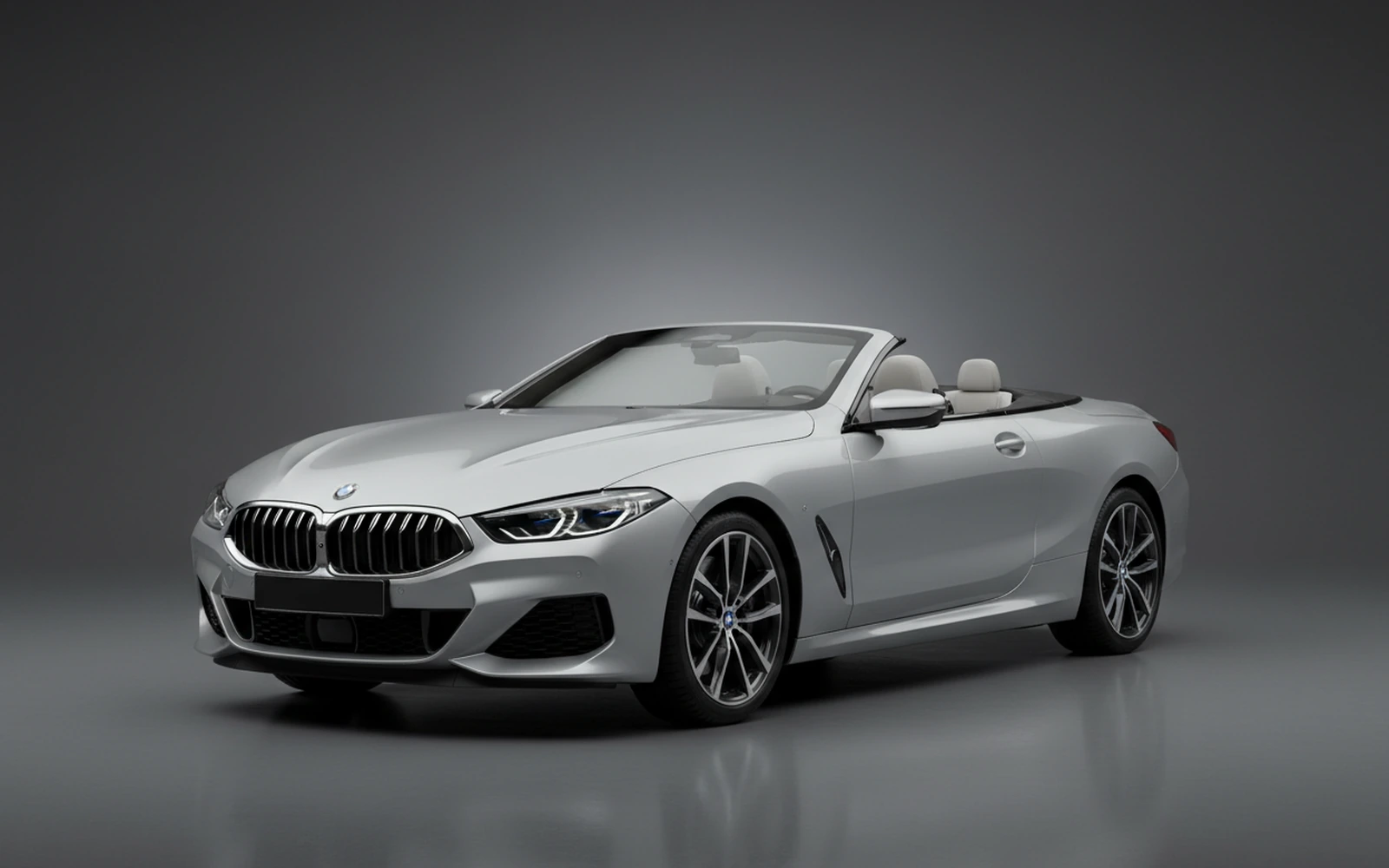 BMW 840i Convertible Silver 2022 for rent in Miami — exterior front view