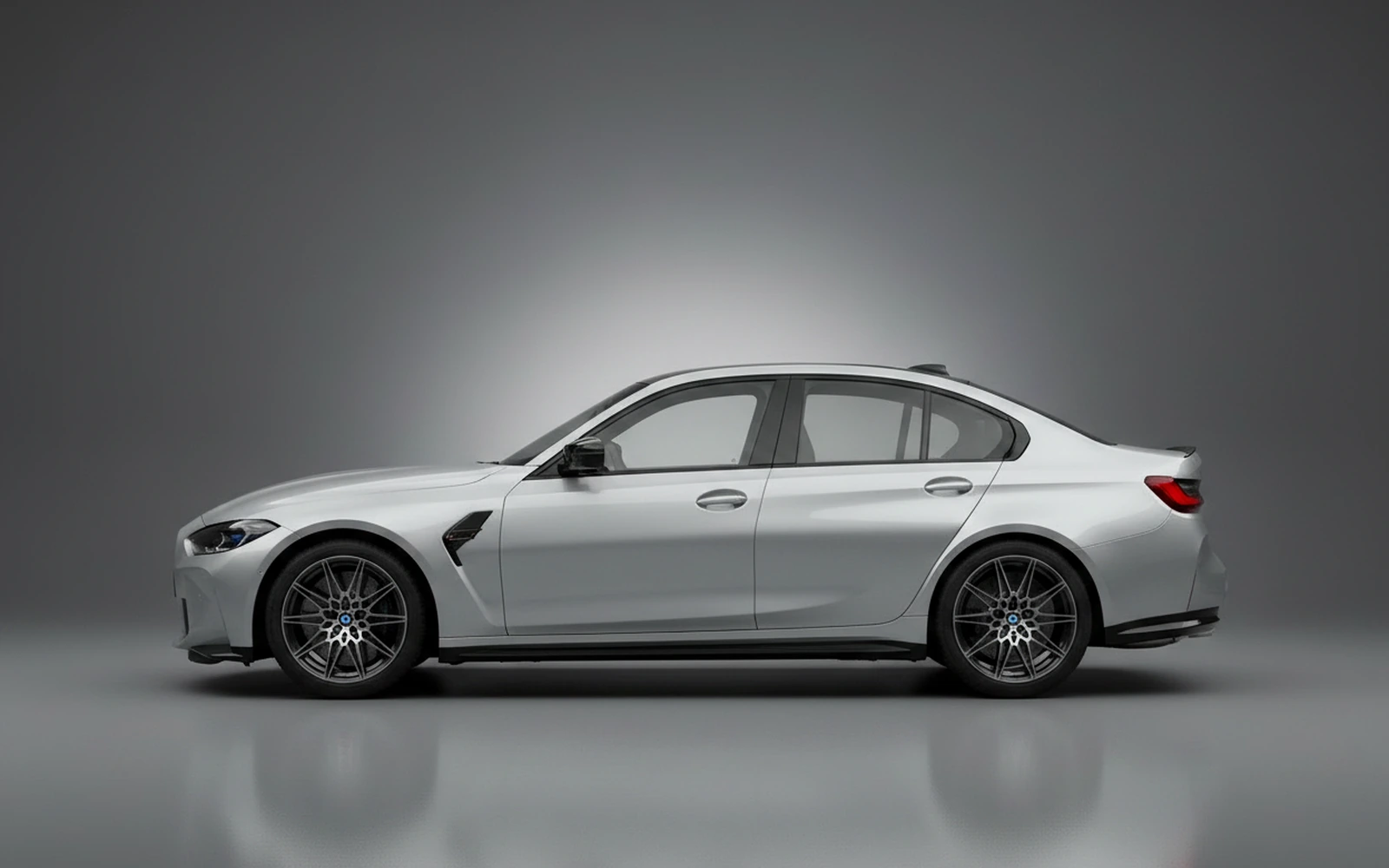 BMW M3 Competition Silver 2025 — exterior rear view