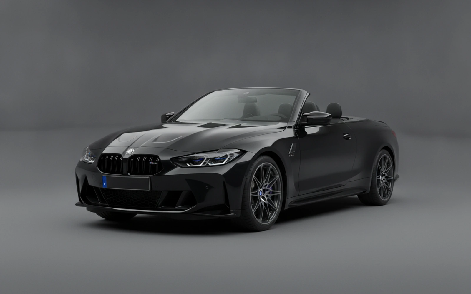 BMW M4 Competition Convertible Black 2022 for rent in Miami — exterior front view