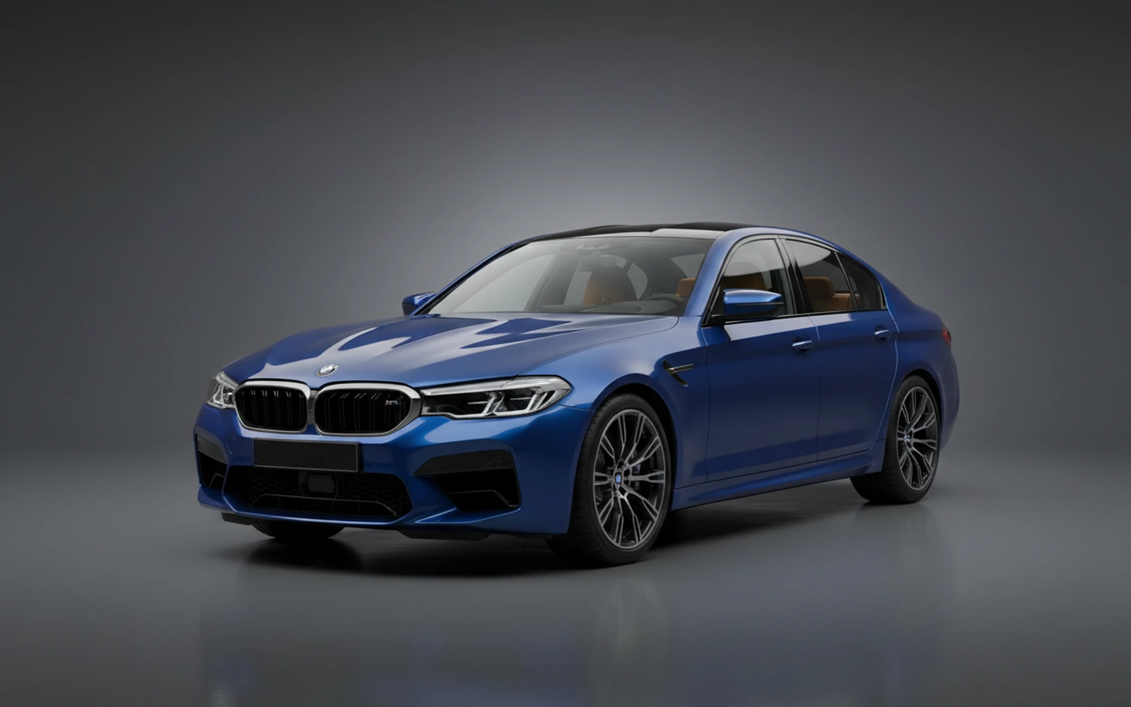 BMW M5 Competition Blue 2023 for rent in Miami — exterior front view