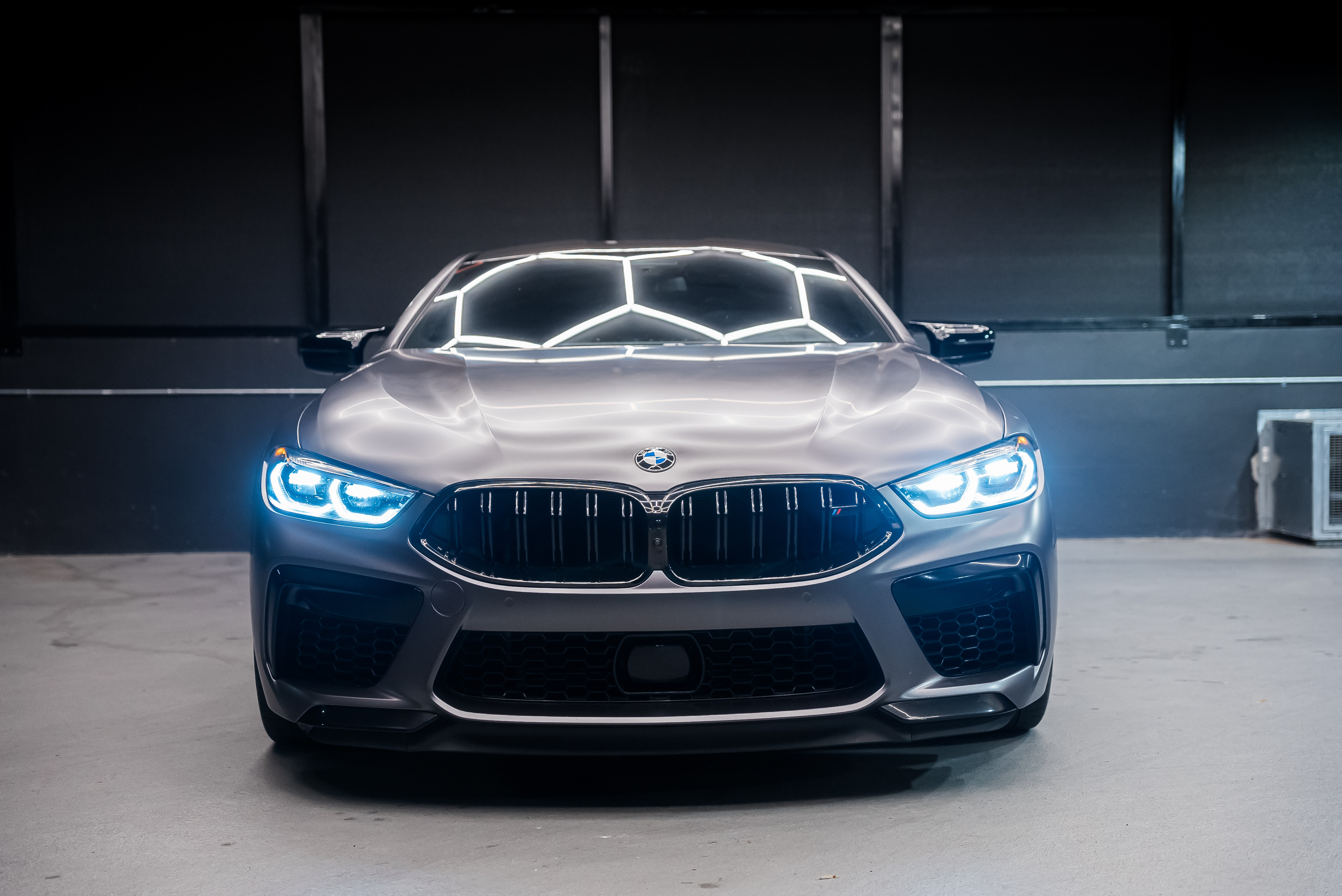 BMW M8 Competition Blue — exterior rear view