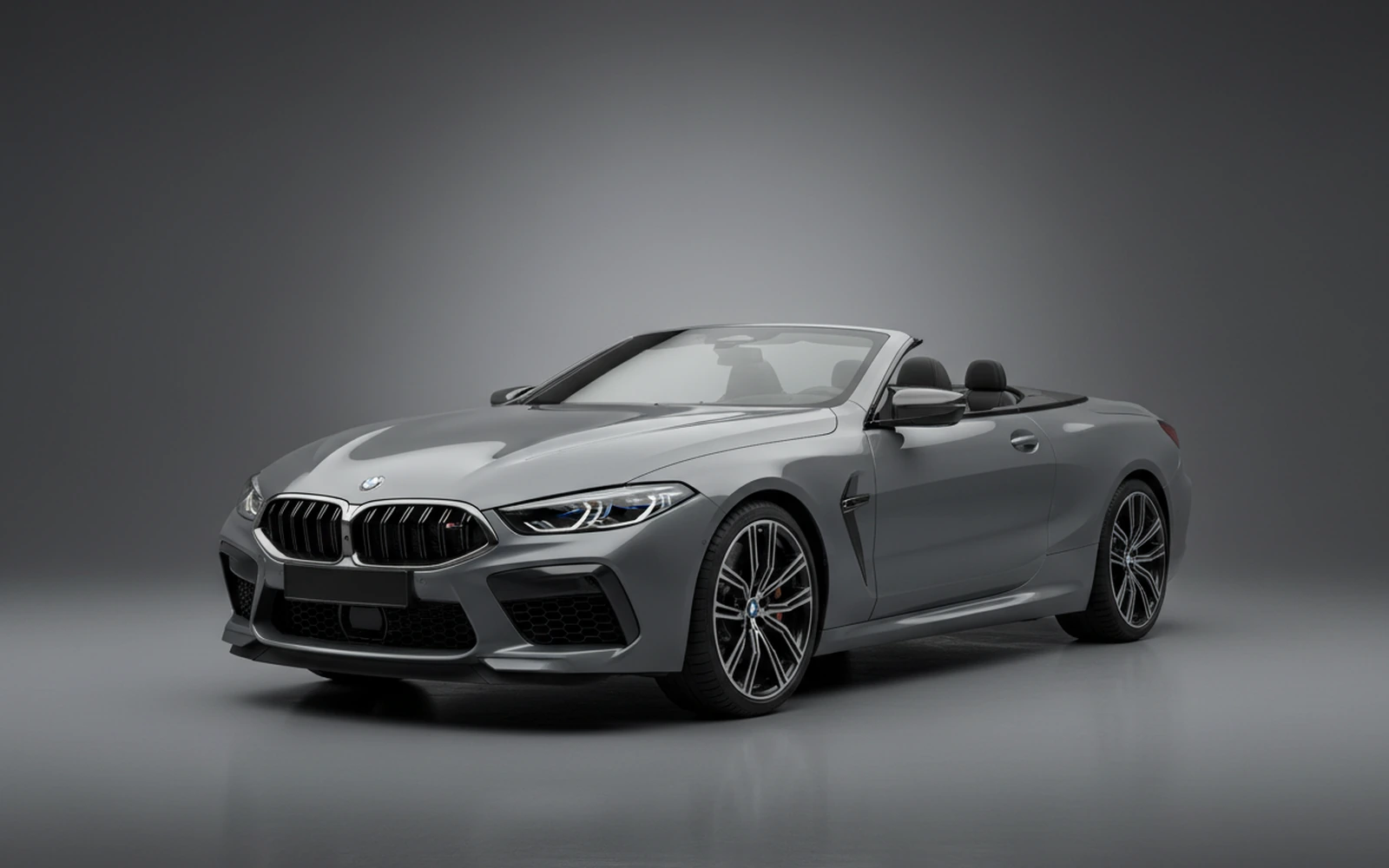 BMW M8 Competition Convertible Grey 2023 for rent in Miami — exterior front view
