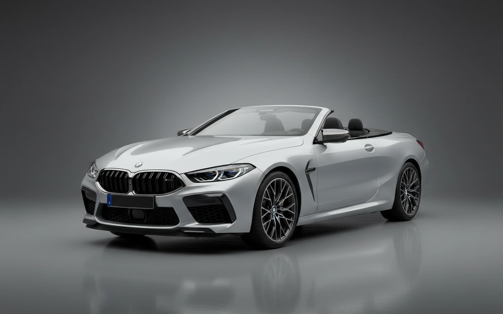 BMW M8 Competition Convertible Silver 2023 for rent in Miami — exterior front view