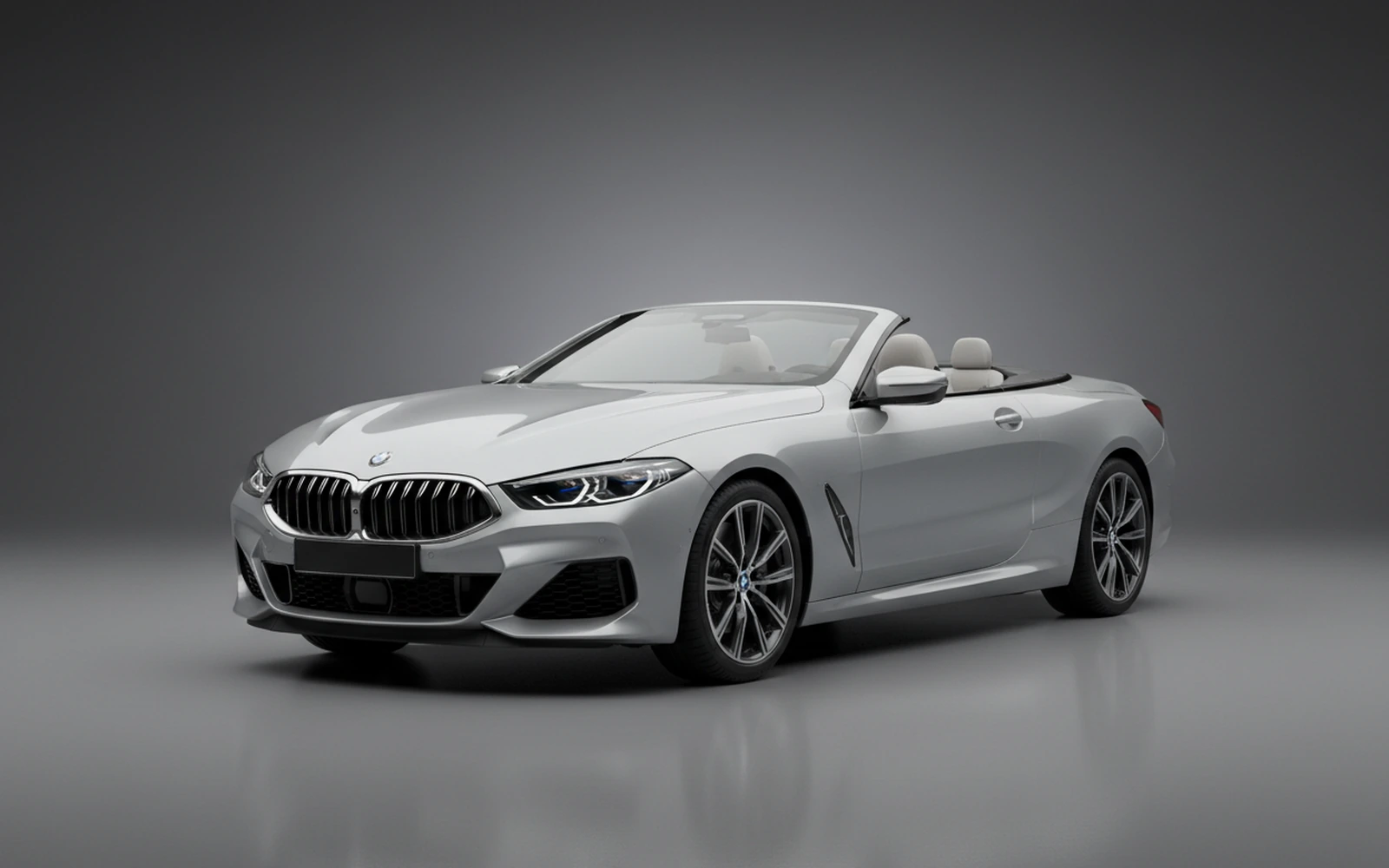 BMW M850i Silver 2022 for rent in Miami — exterior front view