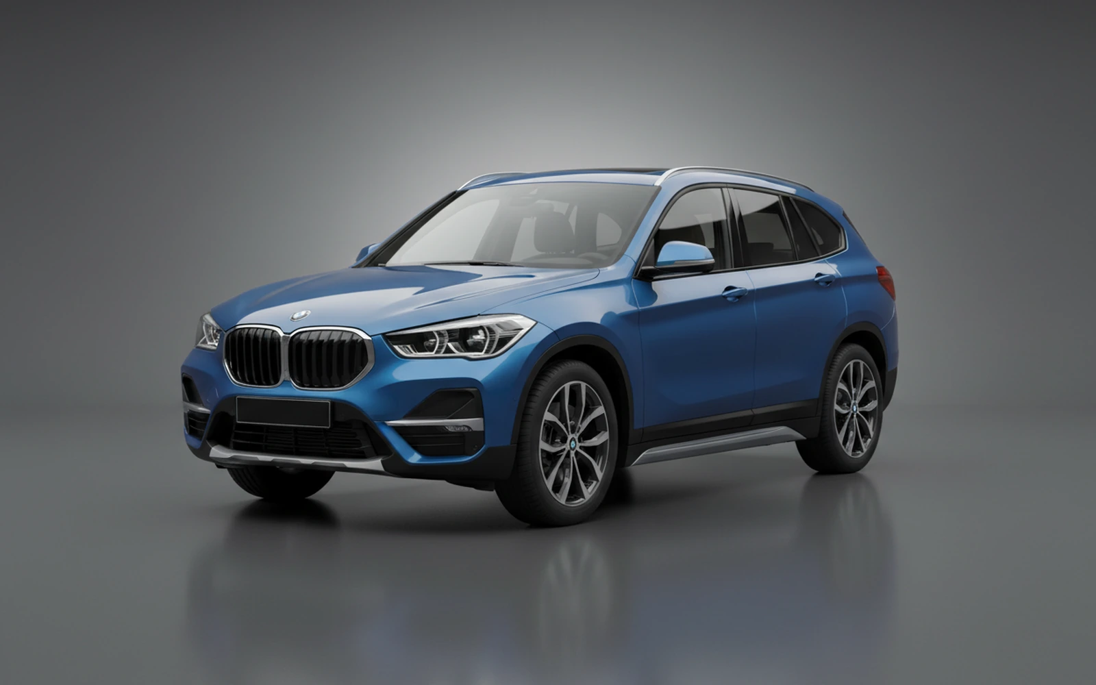 BMW X1 Blue 2024 for rent in Miami — exterior front view