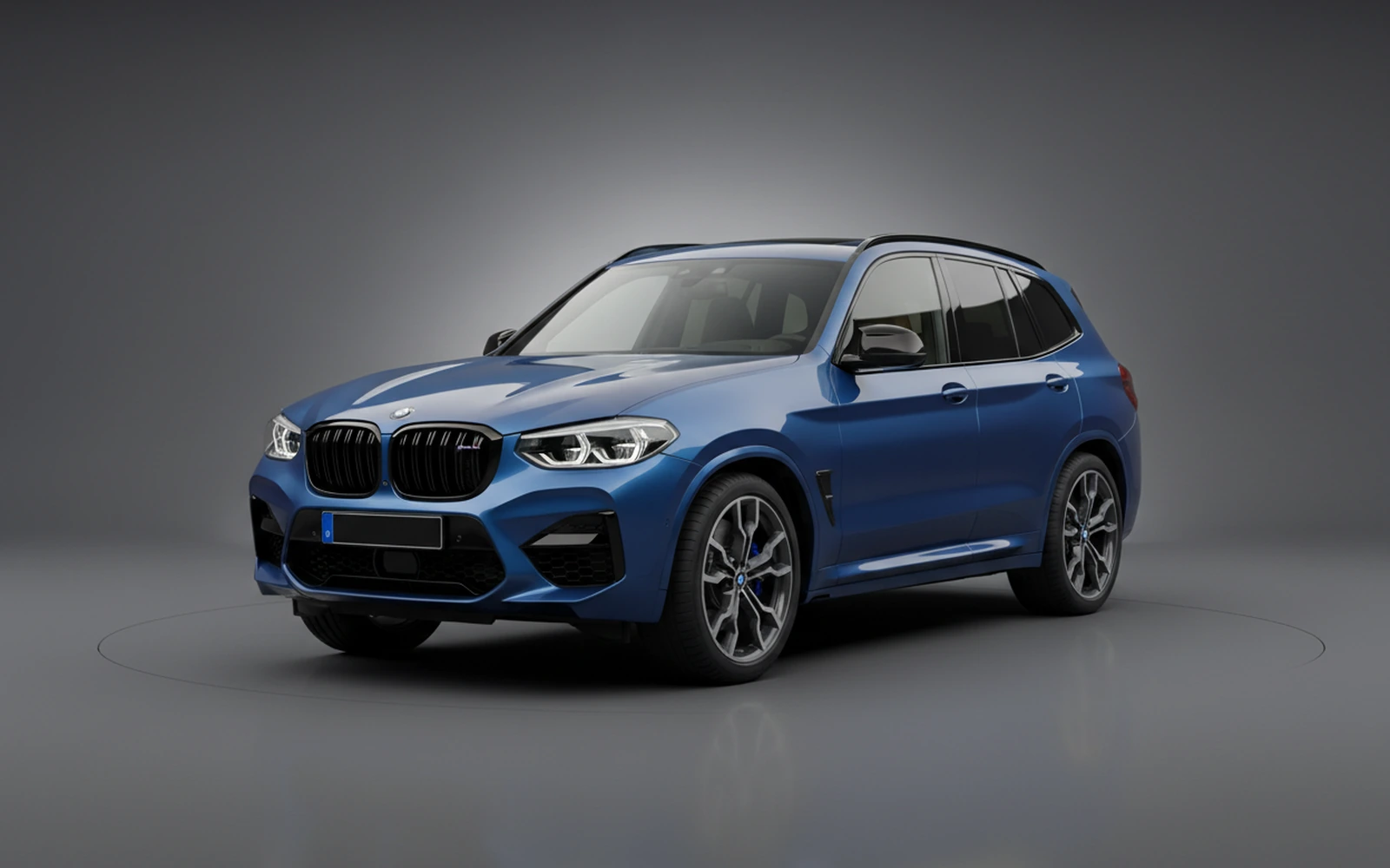 BMW X3M Competition Azul 2022 for rent in Miami — exterior front view