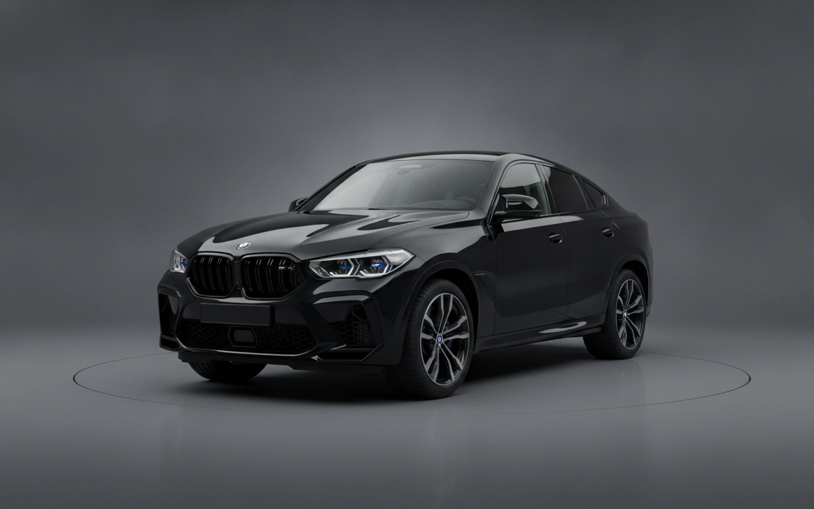 BMW X6M Competition Black 2021 for rent in Miami — exterior front view