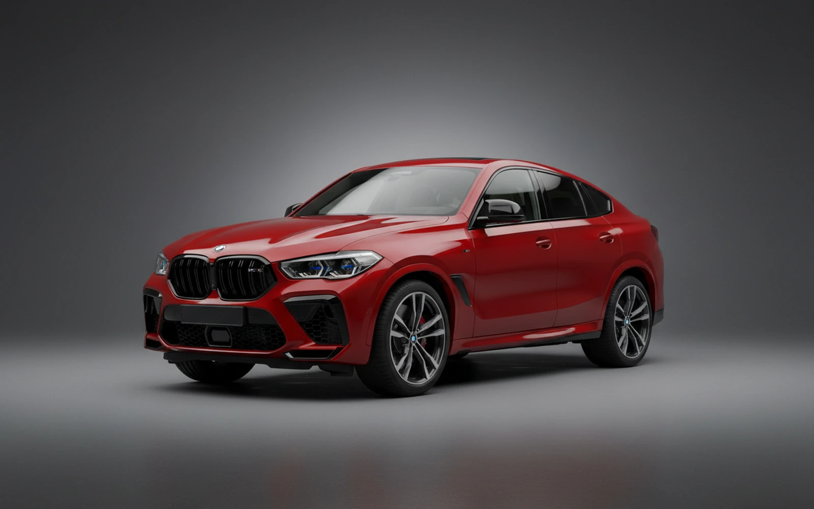 BMW X6M Competition Red 2021 for rent in Miami — exterior front view
