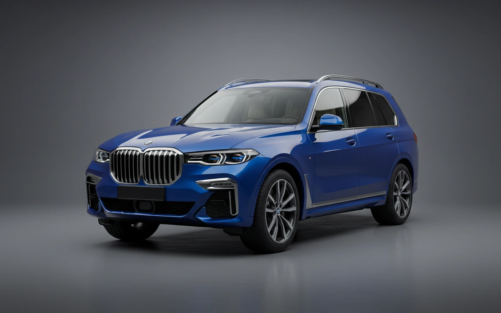 BMW X7 Dark Blue 2021 for rent in Miami — exterior front view